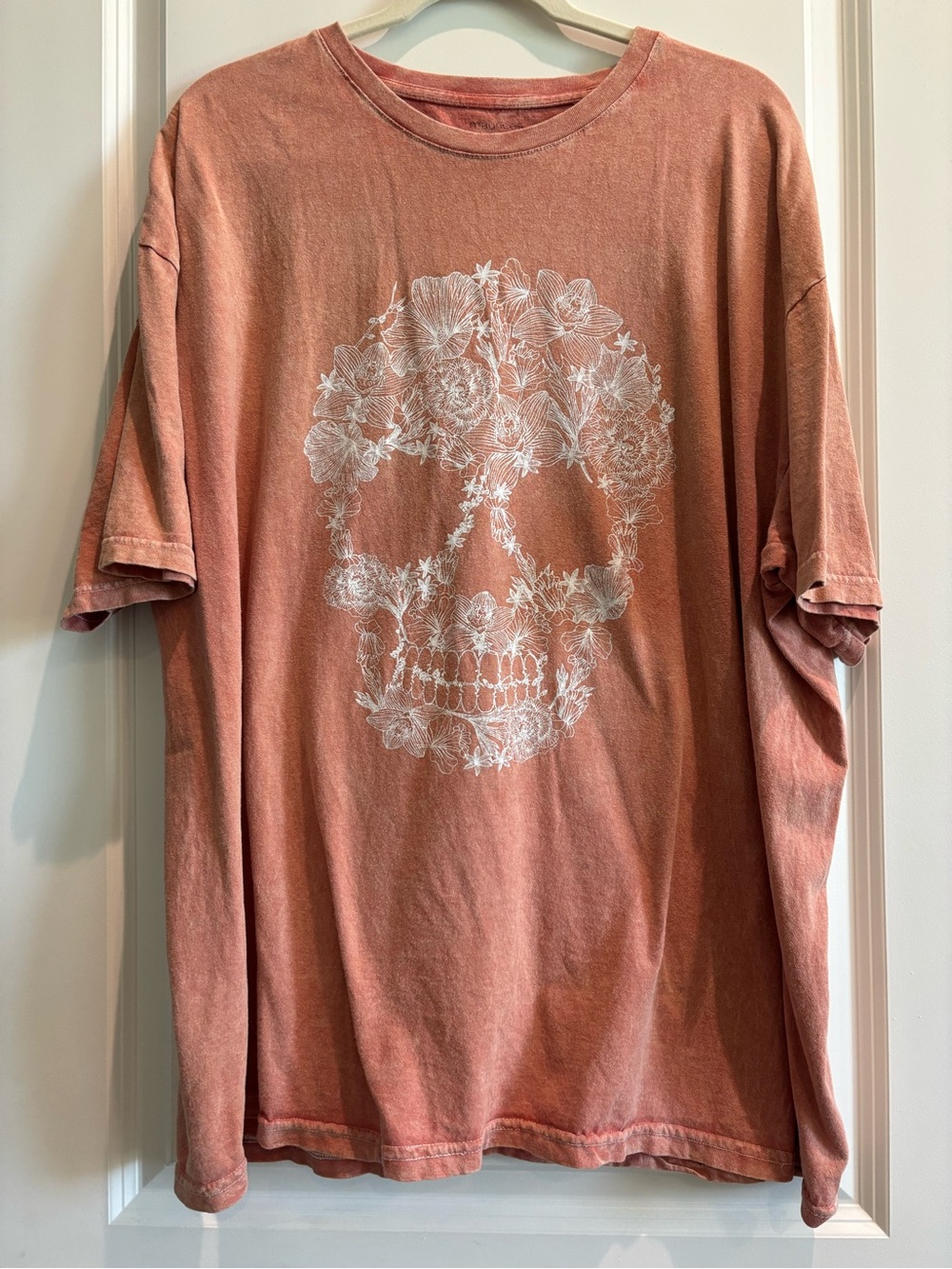 Maurices Washed Terracotta Long-Sleeve Tee with White Floral Skull